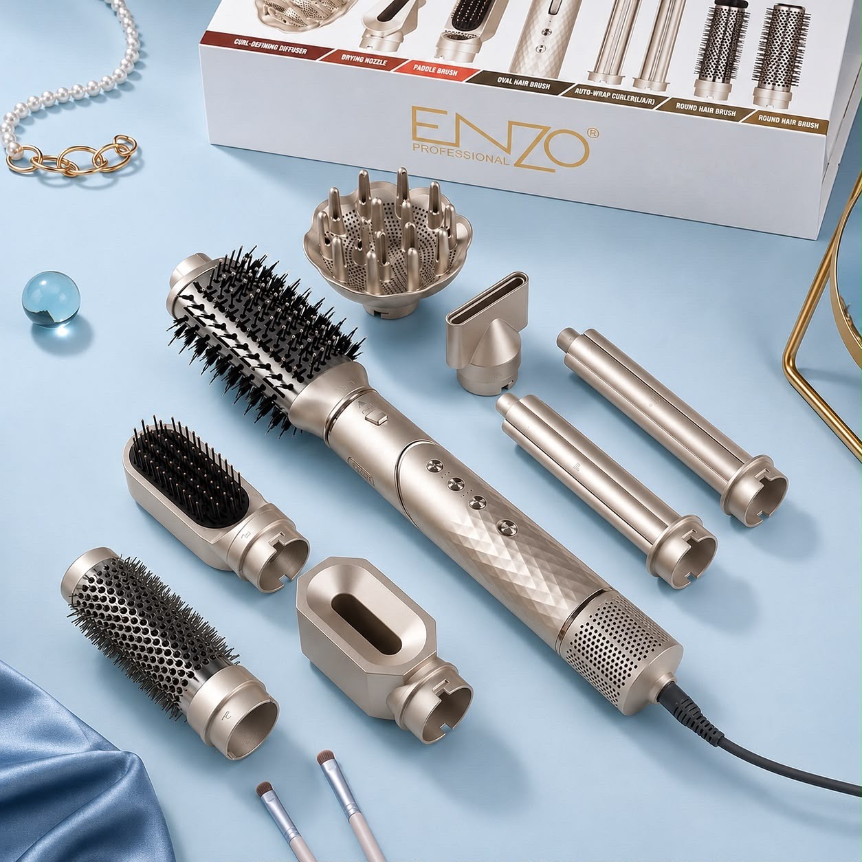 ENZO 🇮🇹 V8 Multi-Styler & Hair Dryer with Coanda Airflow Technology (9 Attachments) EN-755